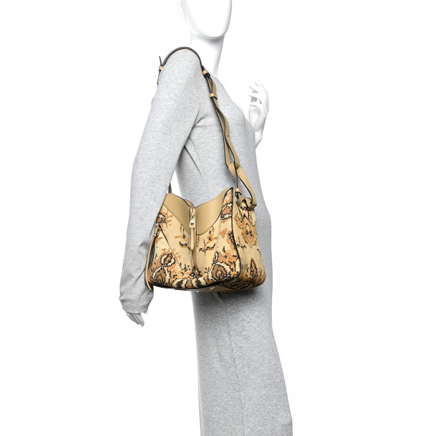 Suede Tapestry Small Hammock Shoulder Bag Multicolor