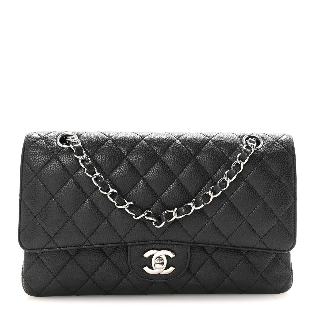 Caviar Quilted Medium Double Flap Black