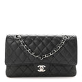 Caviar Quilted Medium Double Flap Black