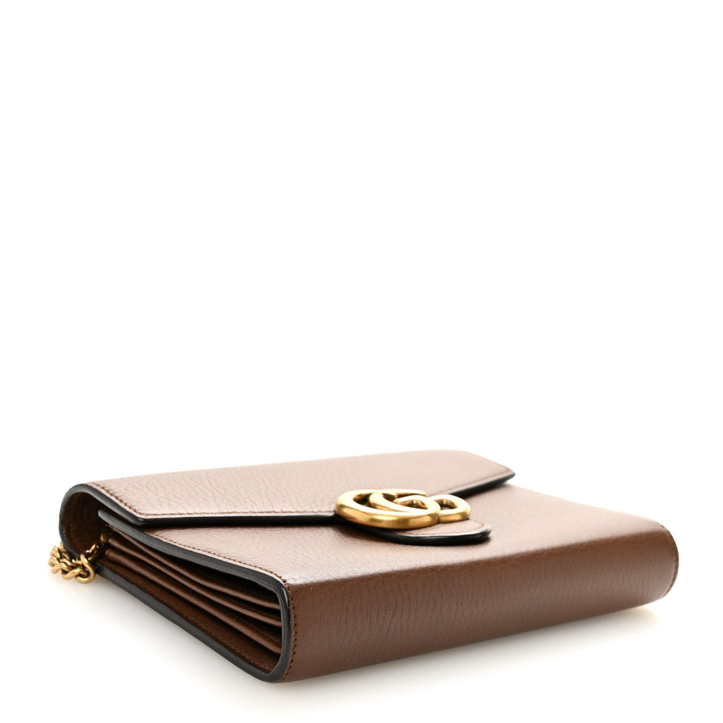 Cellarius Calfskin GG Marmont Chain Wallet Nut Brown