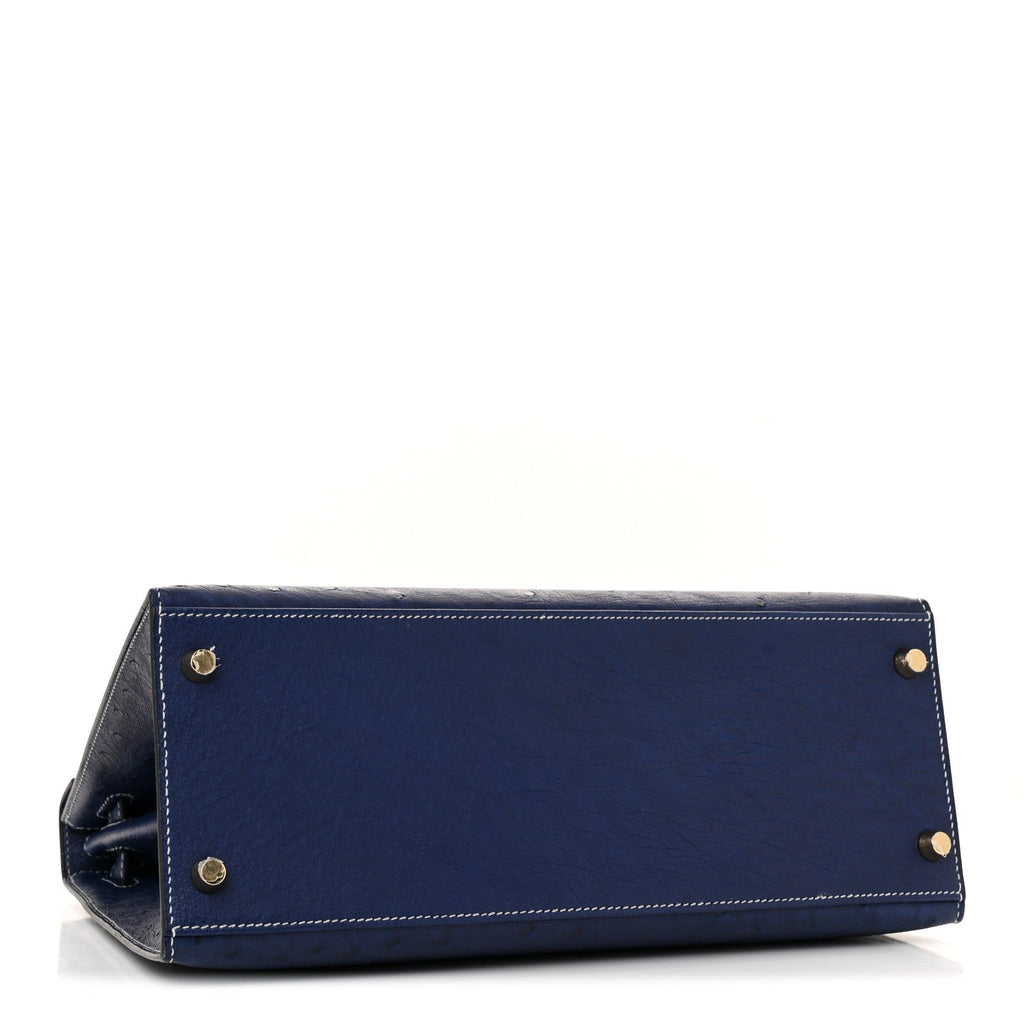 Ostrich Horseshoe Kelly Sellier 28 Bleu Iris