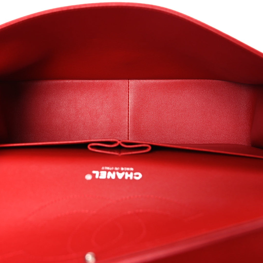 Lambskin Quilted Jumbo Double Flap Red