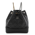 Aged Calfskin Quilted Small Gabrielle Backpack Black