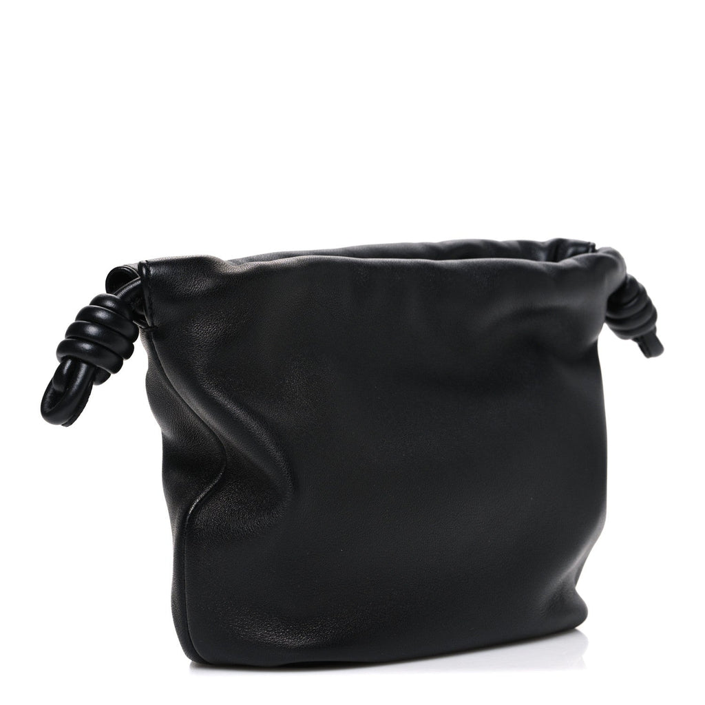 Mellow Nappa Donut Chain Mini Flamenco Knot Clutch Black