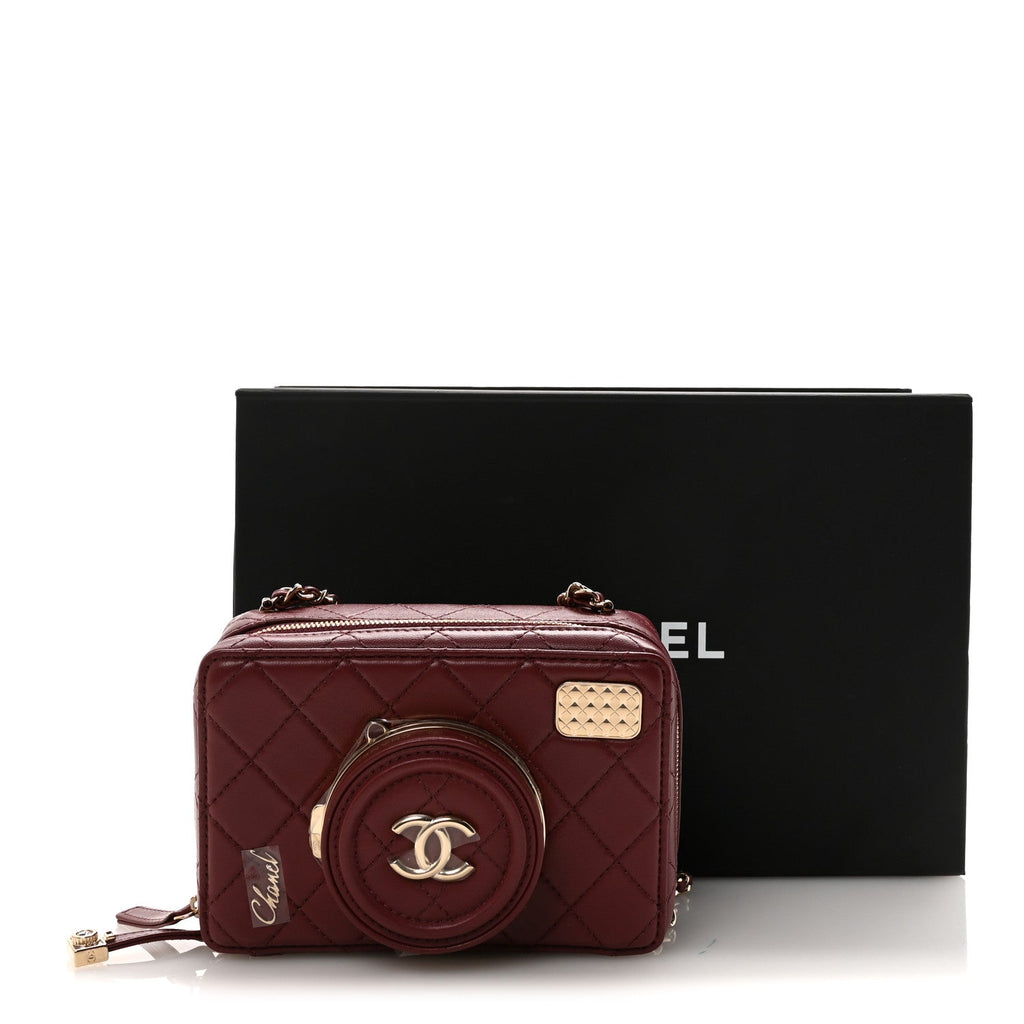 Lambskin Quilted Coco Click Bag Burgundy