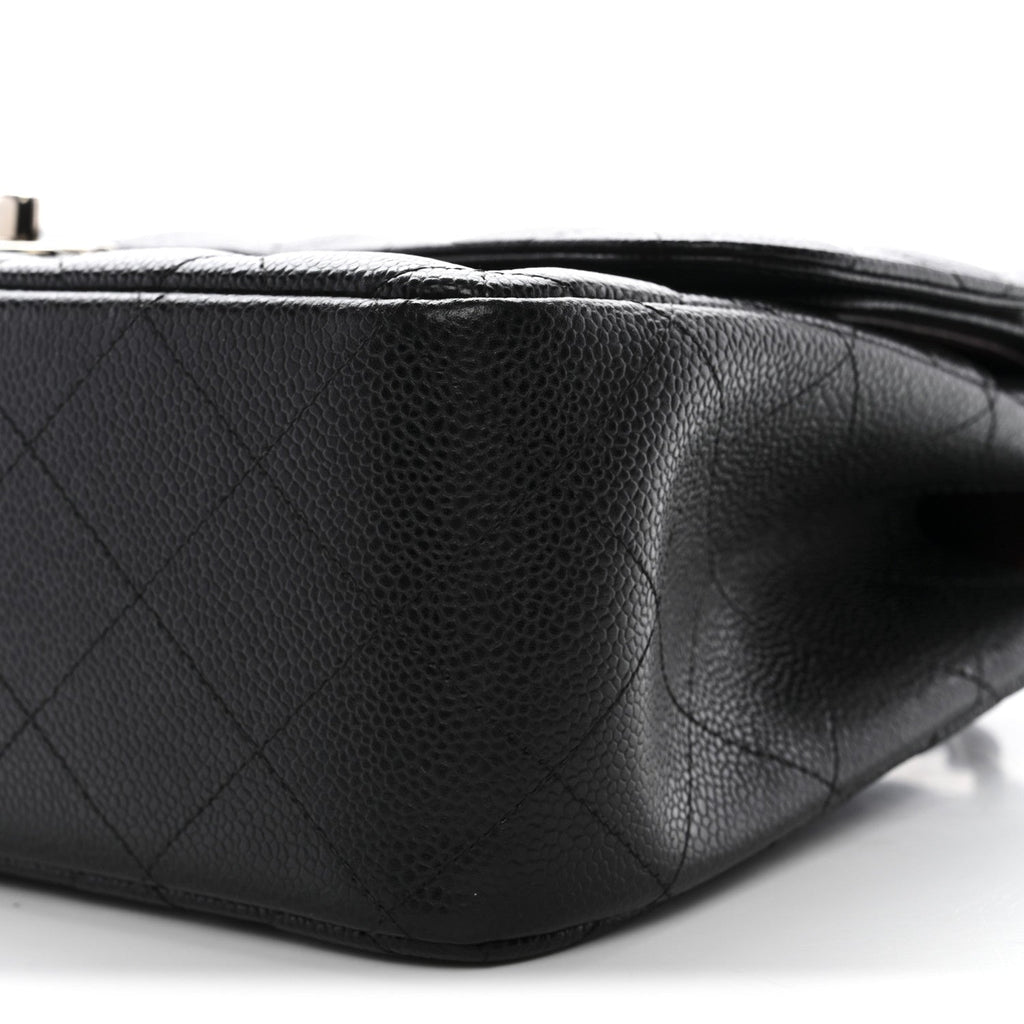 Caviar Quilted Jumbo Double Flap Black