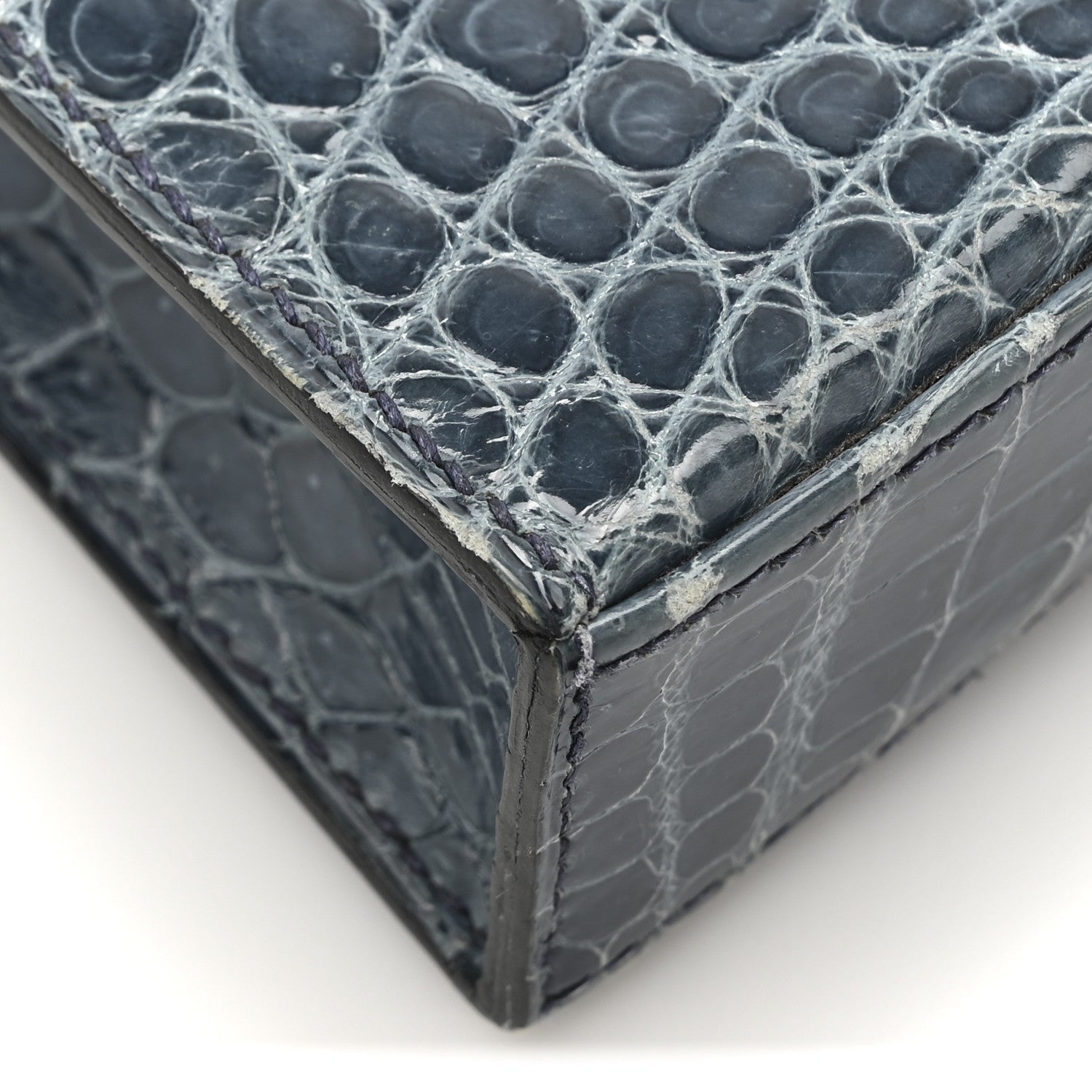 Shiny Niloticus Crocodile Kelly Elan Pochette Bleu Tempete