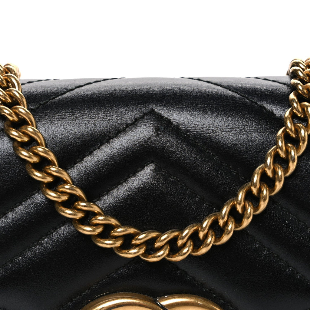 Calfskin Matelasse GG Marmont Chain Wallet Black