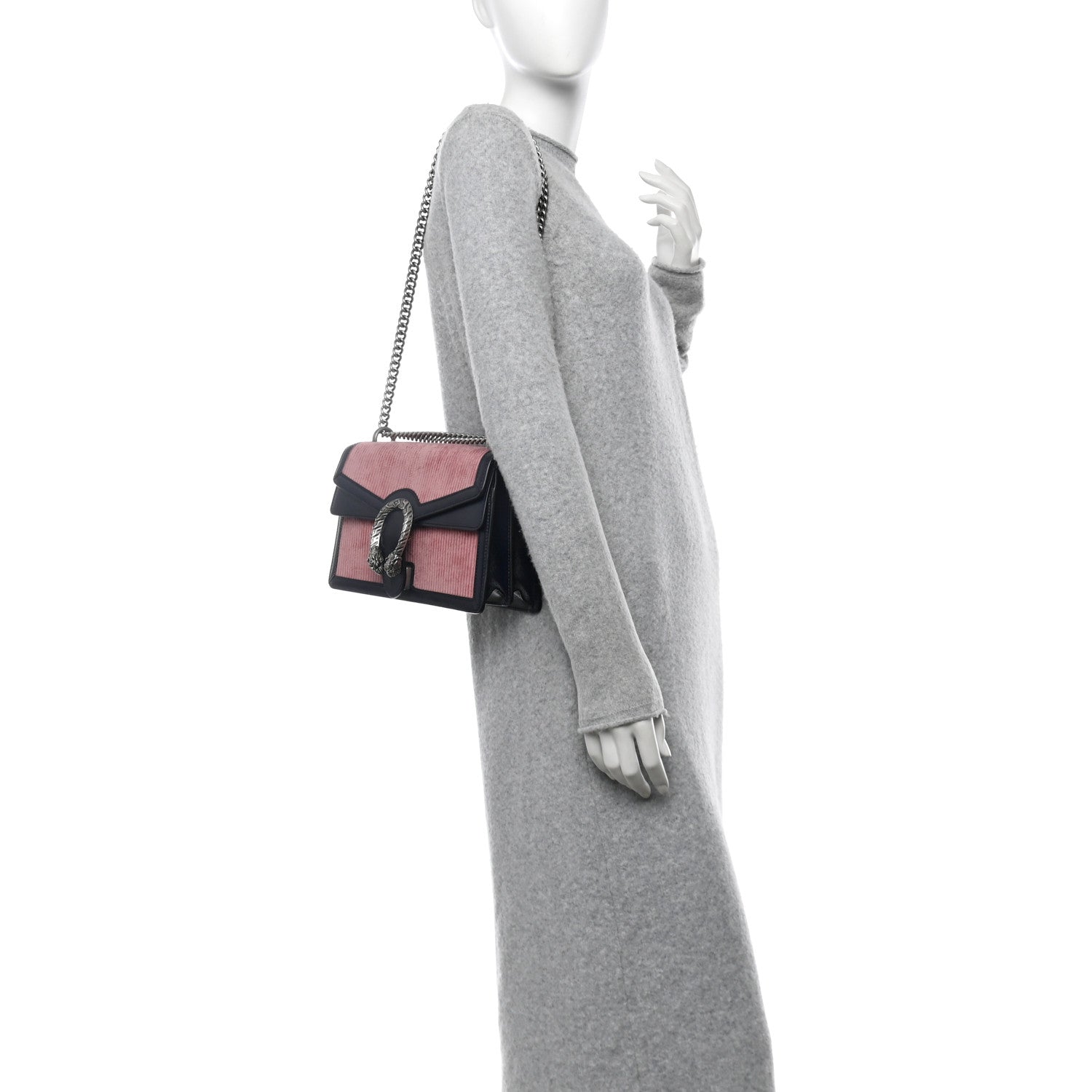 Lanzo Stretch Cord Azalea Calfskin Small Dionysus Shoulder Bag Pink Blue