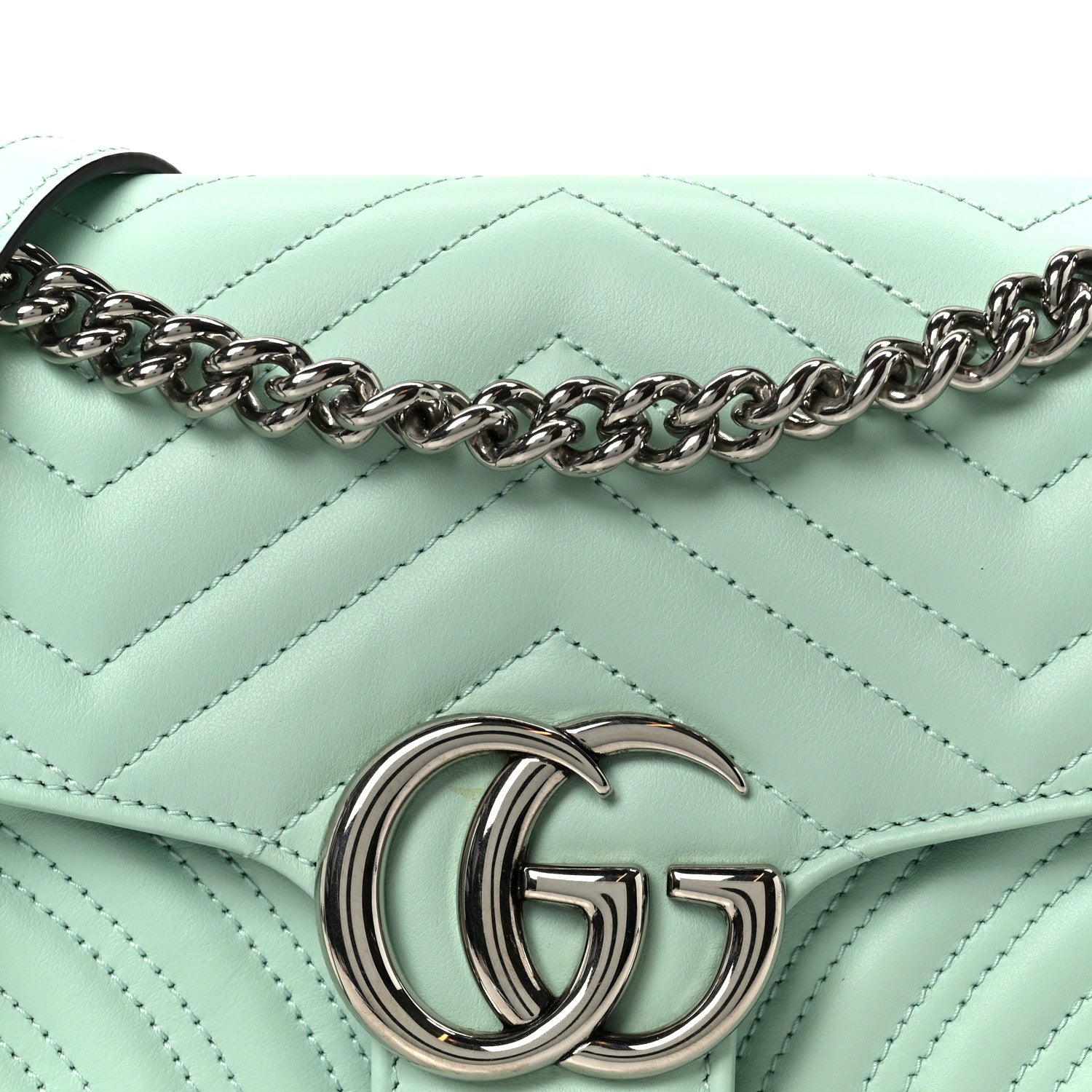 Calfskin Matelasse Small GG Marmont Shoulder Bag Water Green
