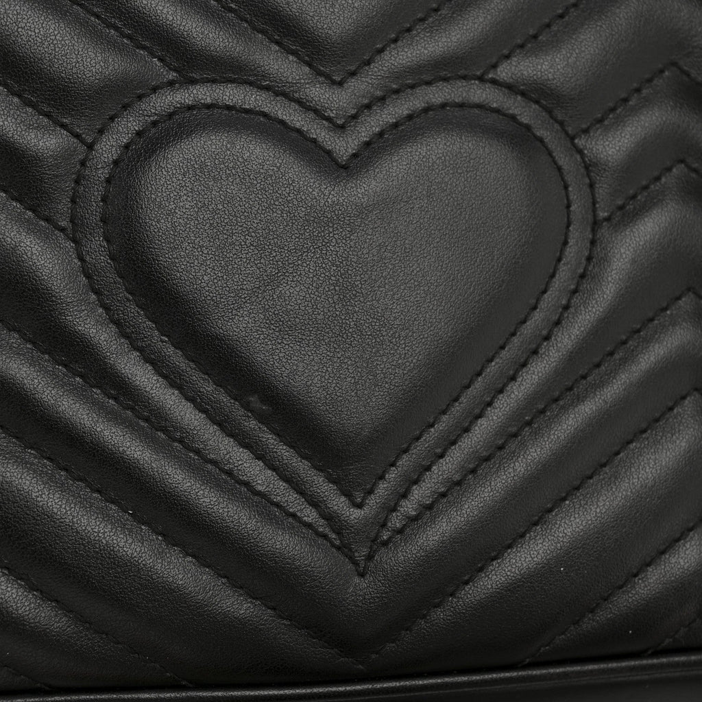 Calfskin Matelasse Small GG Marmont Shoulder Bag Black