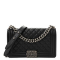 Calfskin Quilted Medium Boy Flap Black