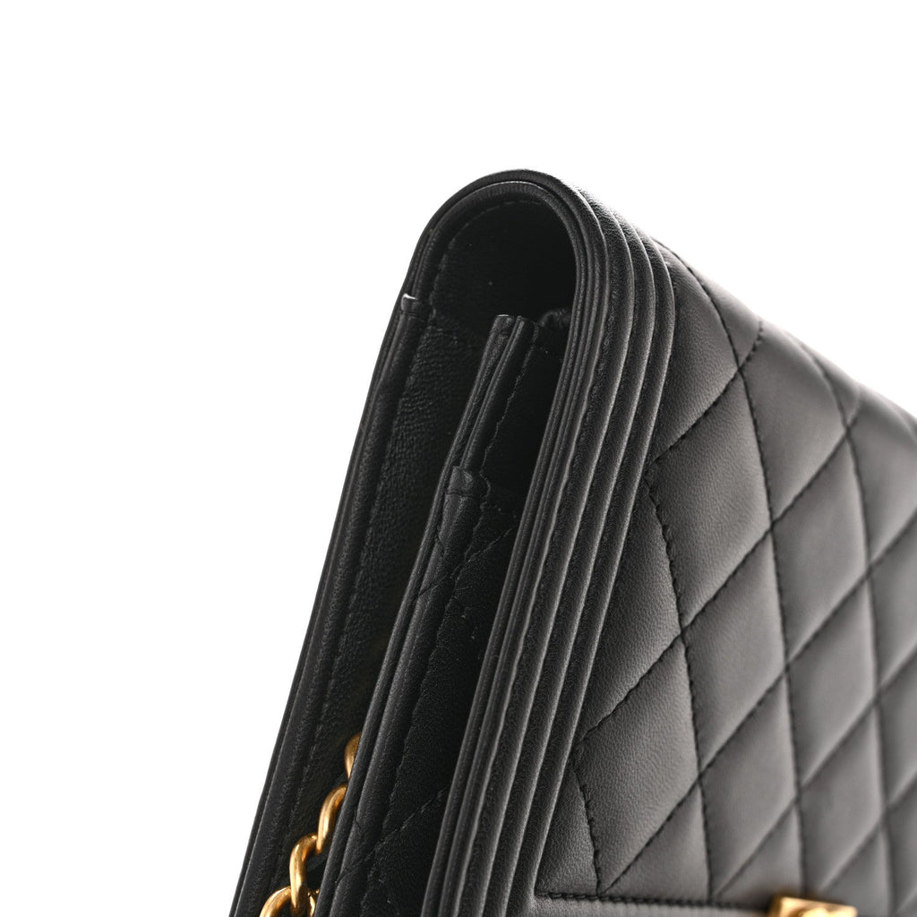 Lambskin Quilted Boy Wallet On Chain WOC Black