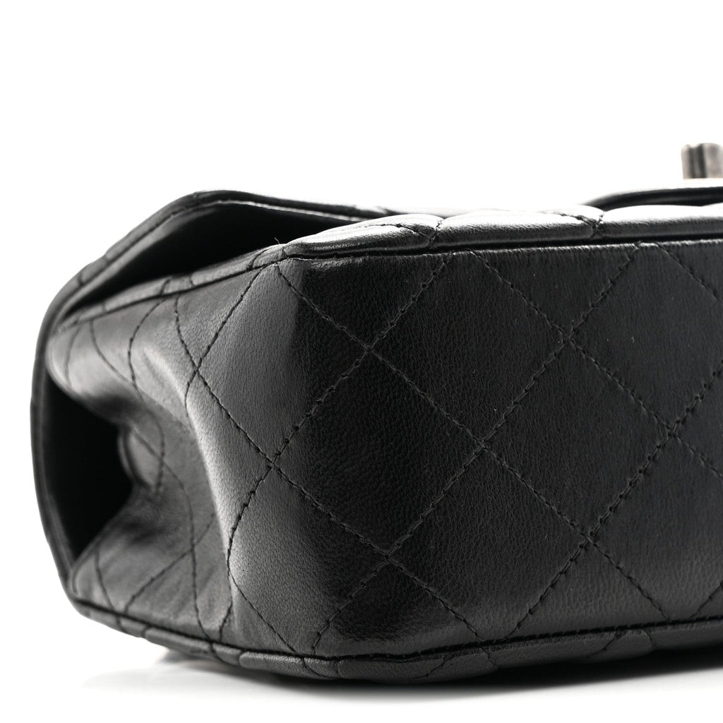 Lambskin Quilted Mini Rectangular Flap Black