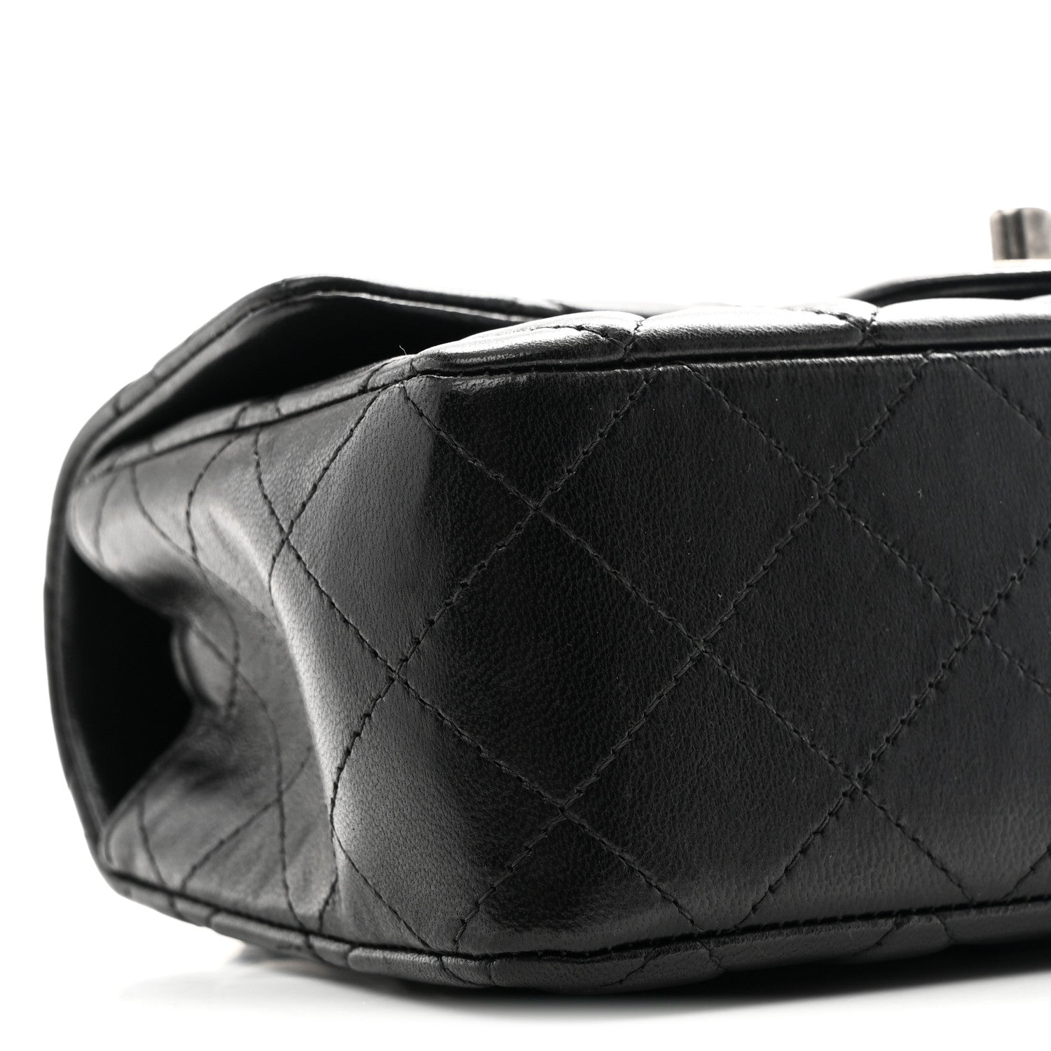 Lambskin Quilted Mini Rectangular Flap Black