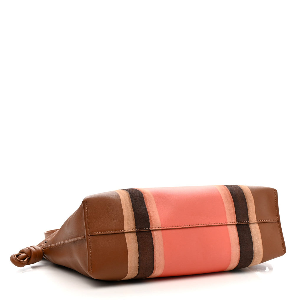 Nappa Calfskin Suede Medium Flamenco Landscape Knot Clutch Pecan Parrot Pink
