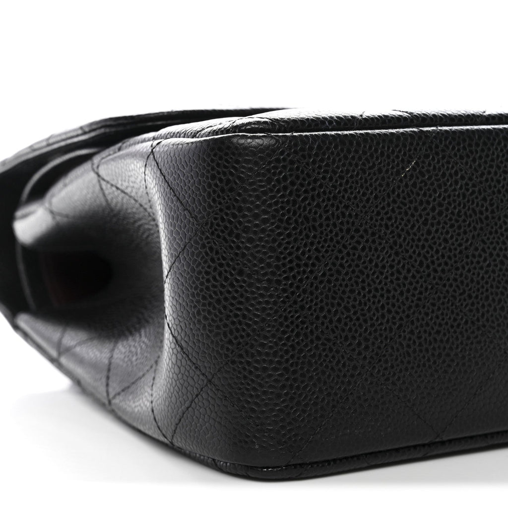 Caviar Quilted Jumbo Double Flap Black