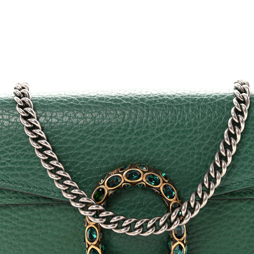 Dollar Calfskin Crystal Super Mini Dionysus Shoulder Bag Emerald