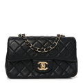 Lambskin Quilted Mini Rectangular Flap Black