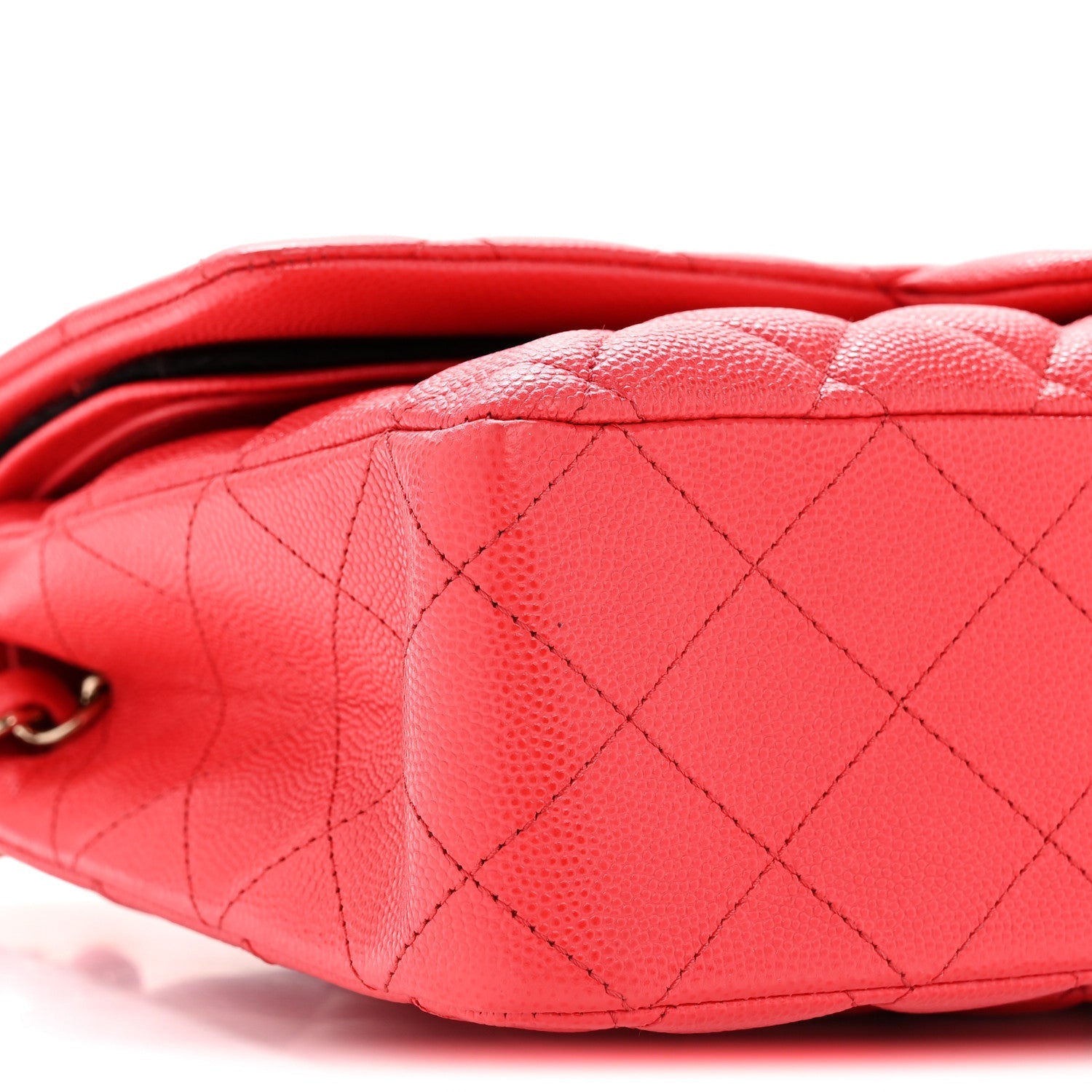 Caviar Quilted Medium Double Flap Red