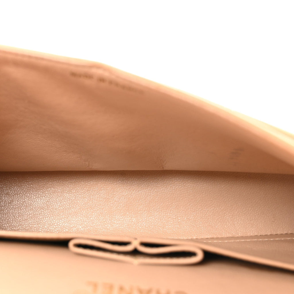 Lambskin Quilted Small Double Flap Beige
