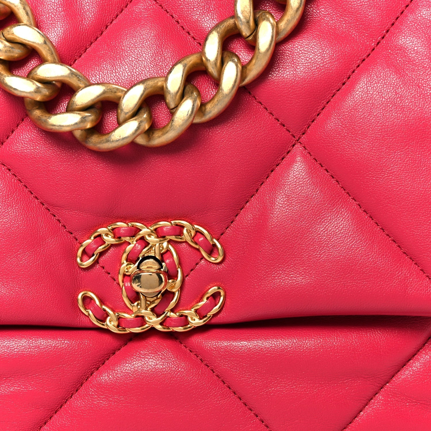 Goatskin Quilted Large Chanel 19 Flap Dark Pink