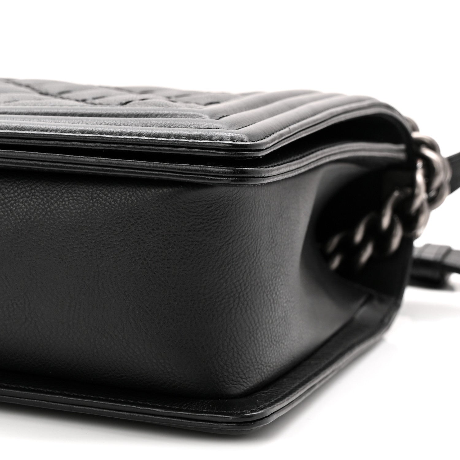Calfskin Quilted Double Stitched New Medium Boy Flap Black