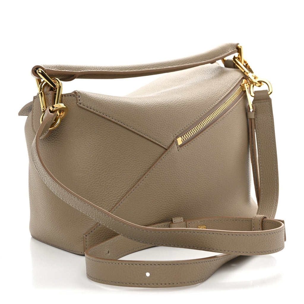 Grained Calfskin Small Puzzle Edge Bag Sand