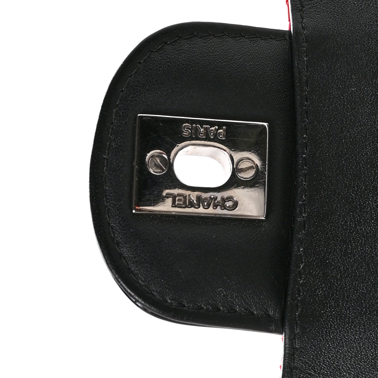 Patent Calfskin Quilted Bi-Color Medium Double Flap Black Red