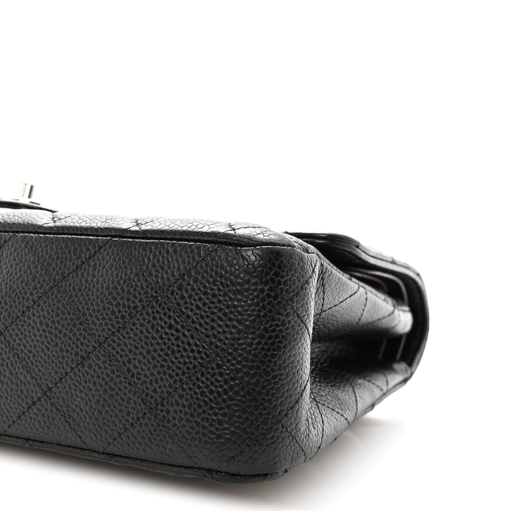 Caviar Quilted Medium Double Flap Black