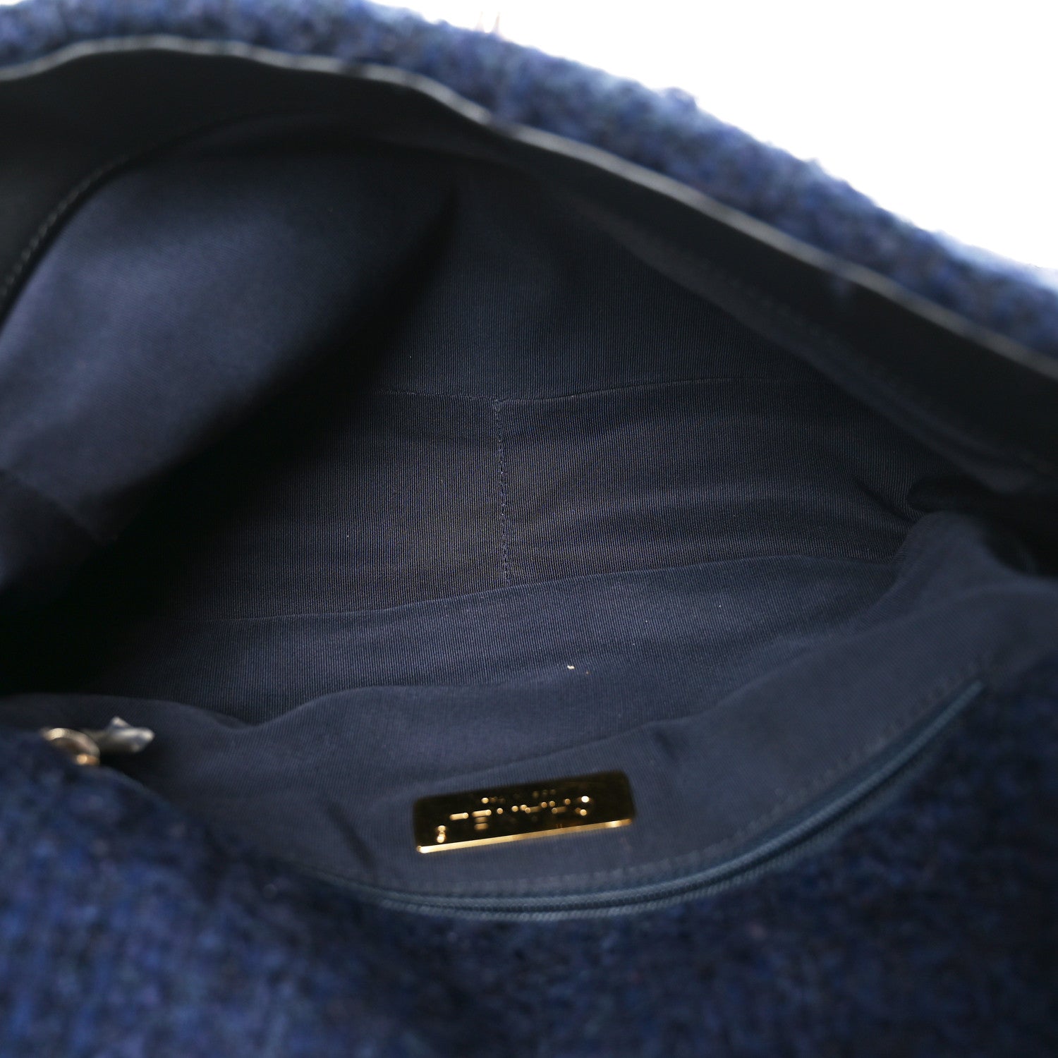 Tweed Quilted Large Chanel 19 Flap Navy Blue