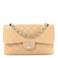 Caviar Quilted Small Double Flap Beige