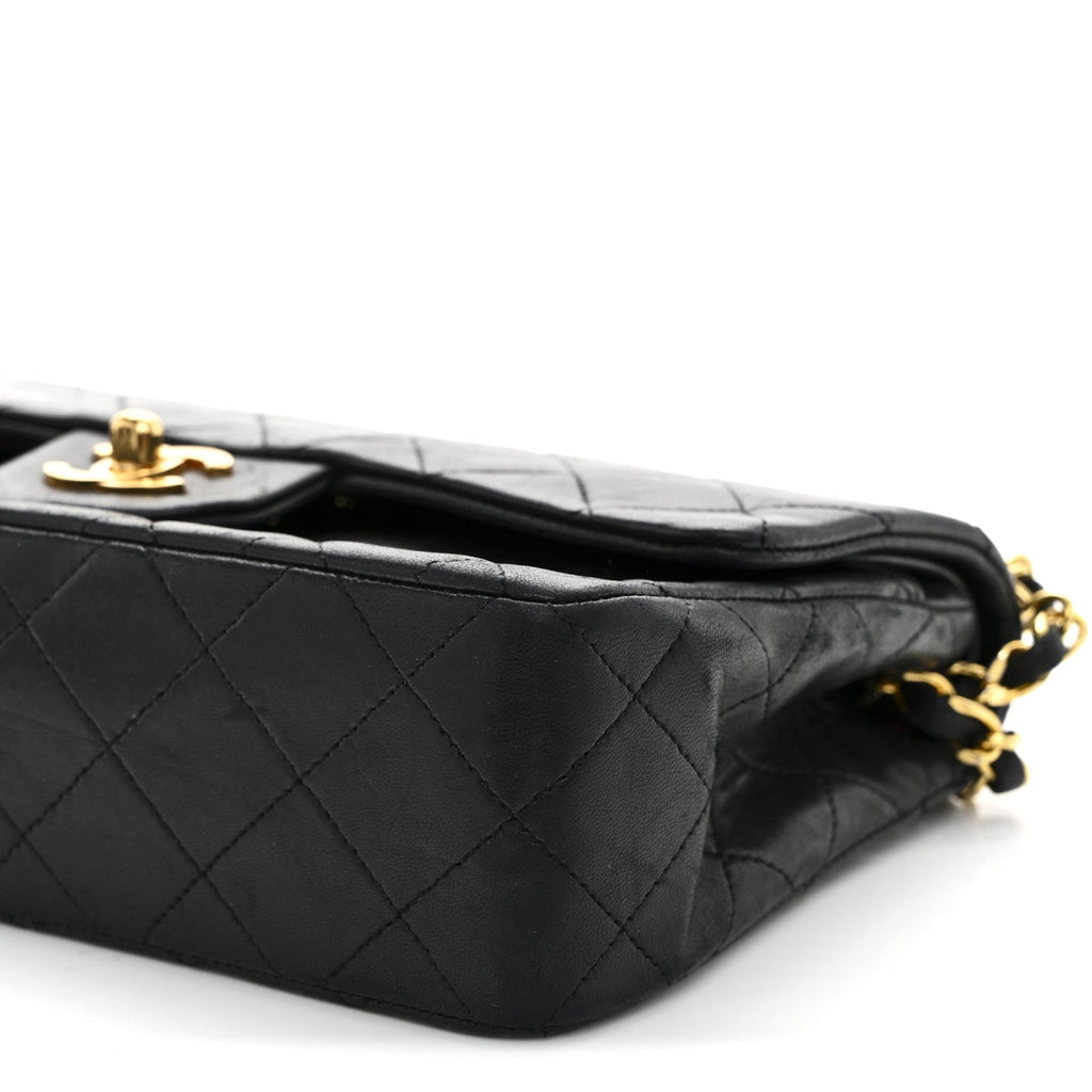 Lambskin Quilted Small Double Flap Black