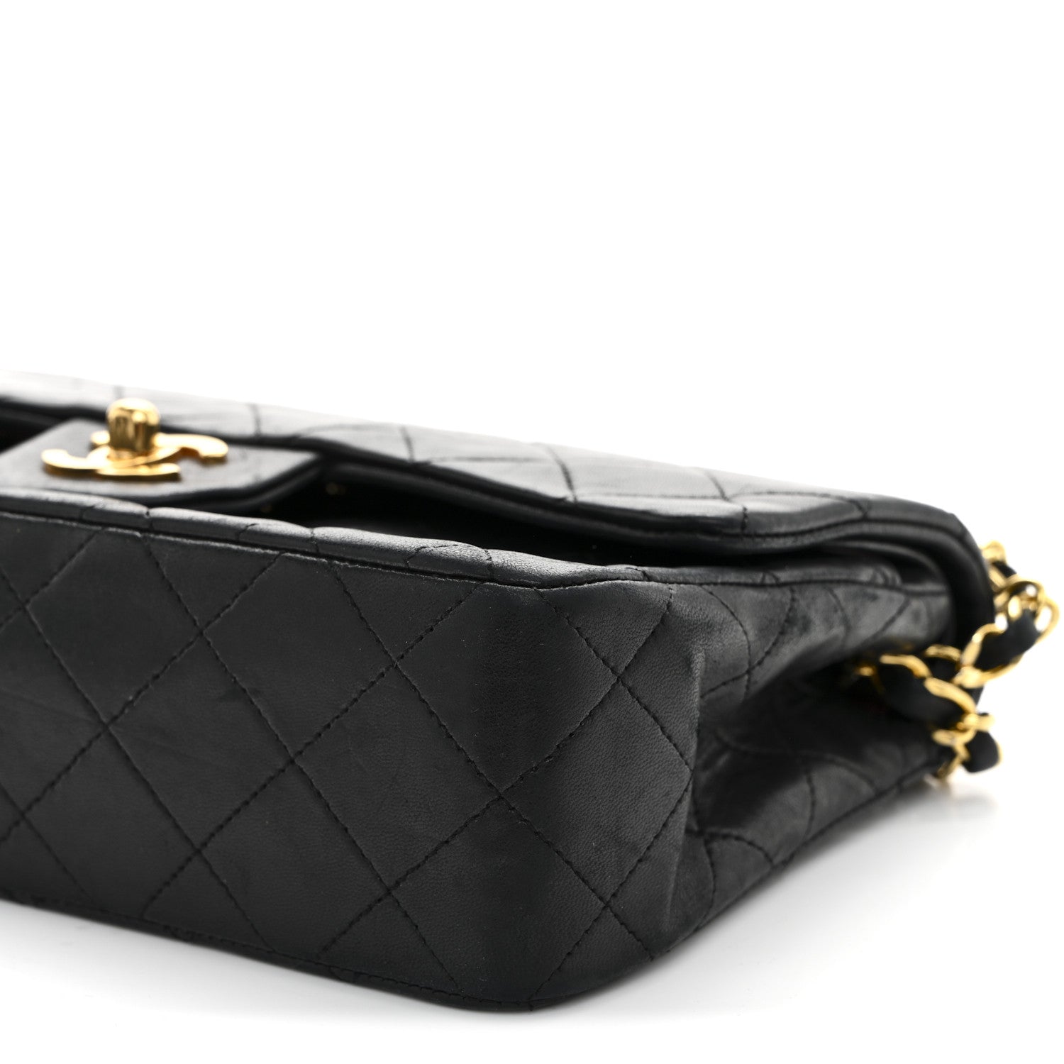 Lambskin Quilted Small Double Flap Black