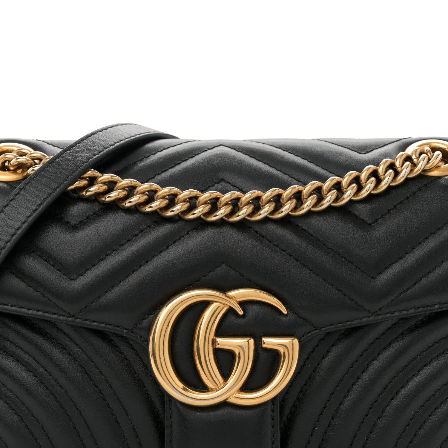 Calfskin Matelasse Small GG Marmont Shoulder Bag Black