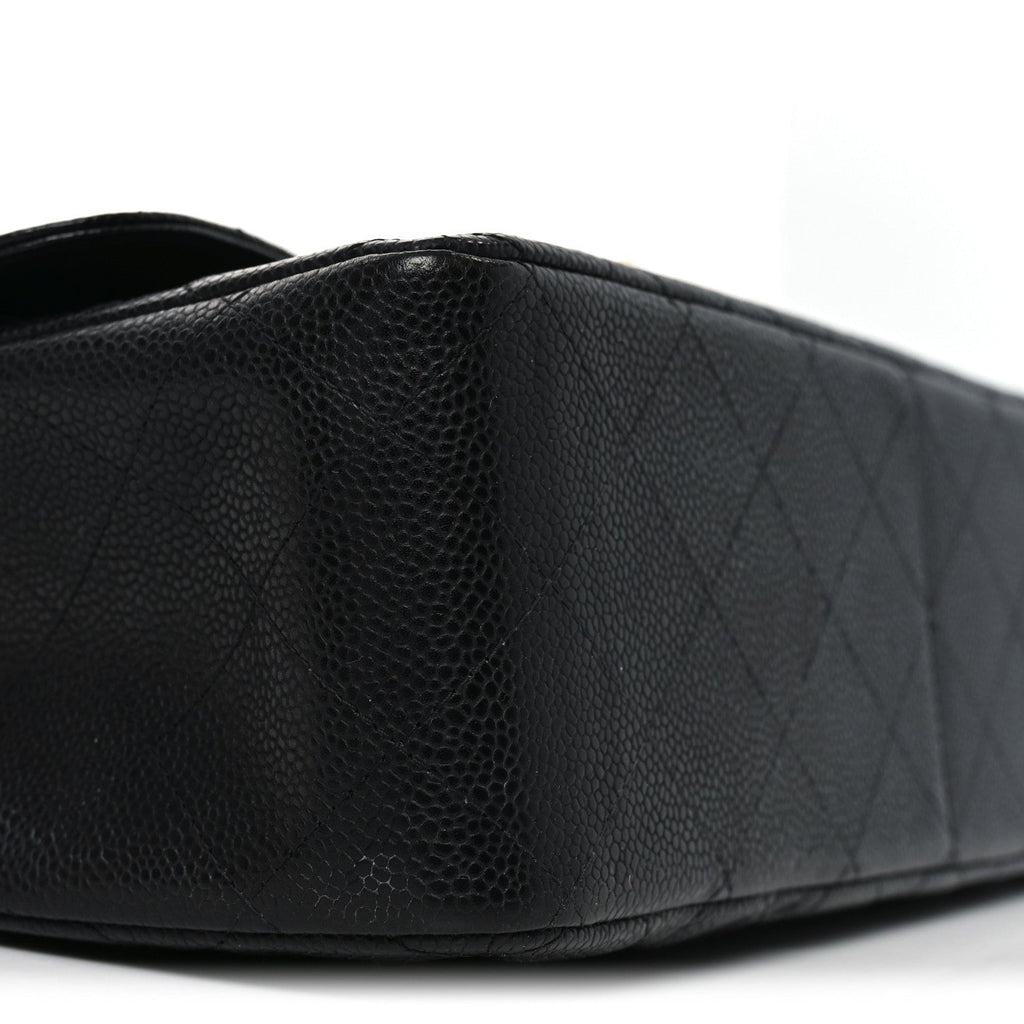 Caviar Quilted Jumbo Double Flap Black