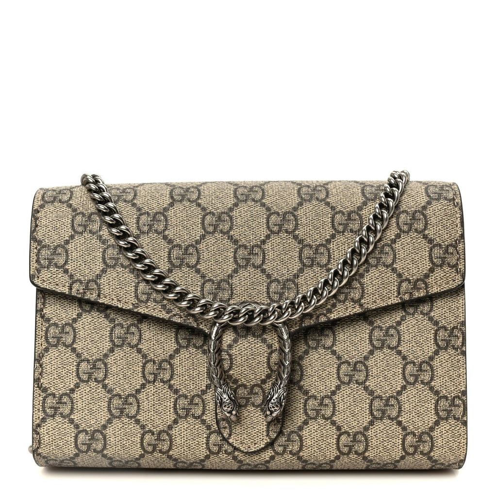 GG Supreme Monogram Mini Dionysus Chain Wallet Beige Taupe