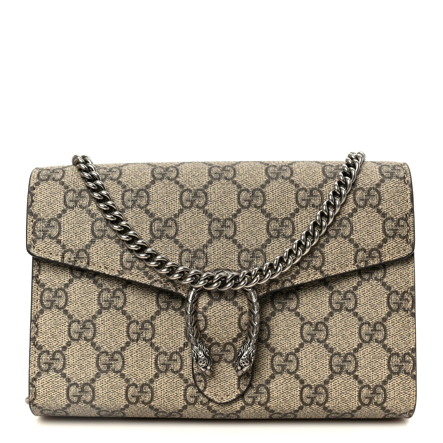 GG Supreme Monogram Mini Dionysus Chain Wallet Beige Taupe