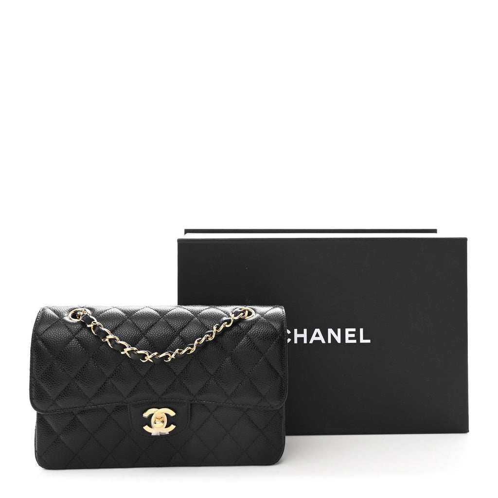 Caviar Quilted Small Double Flap Black