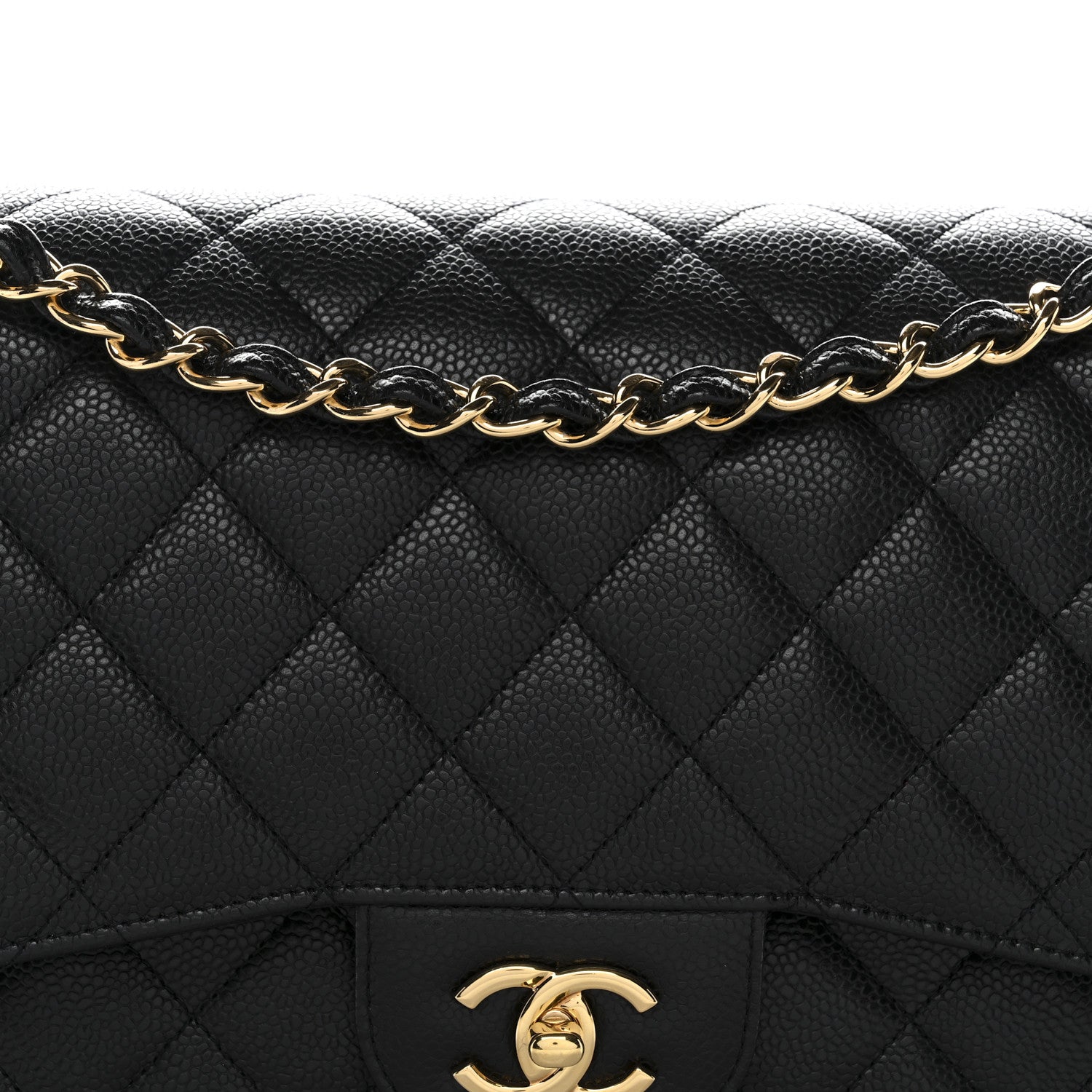 Caviar Quilted Jumbo Double Flap Black