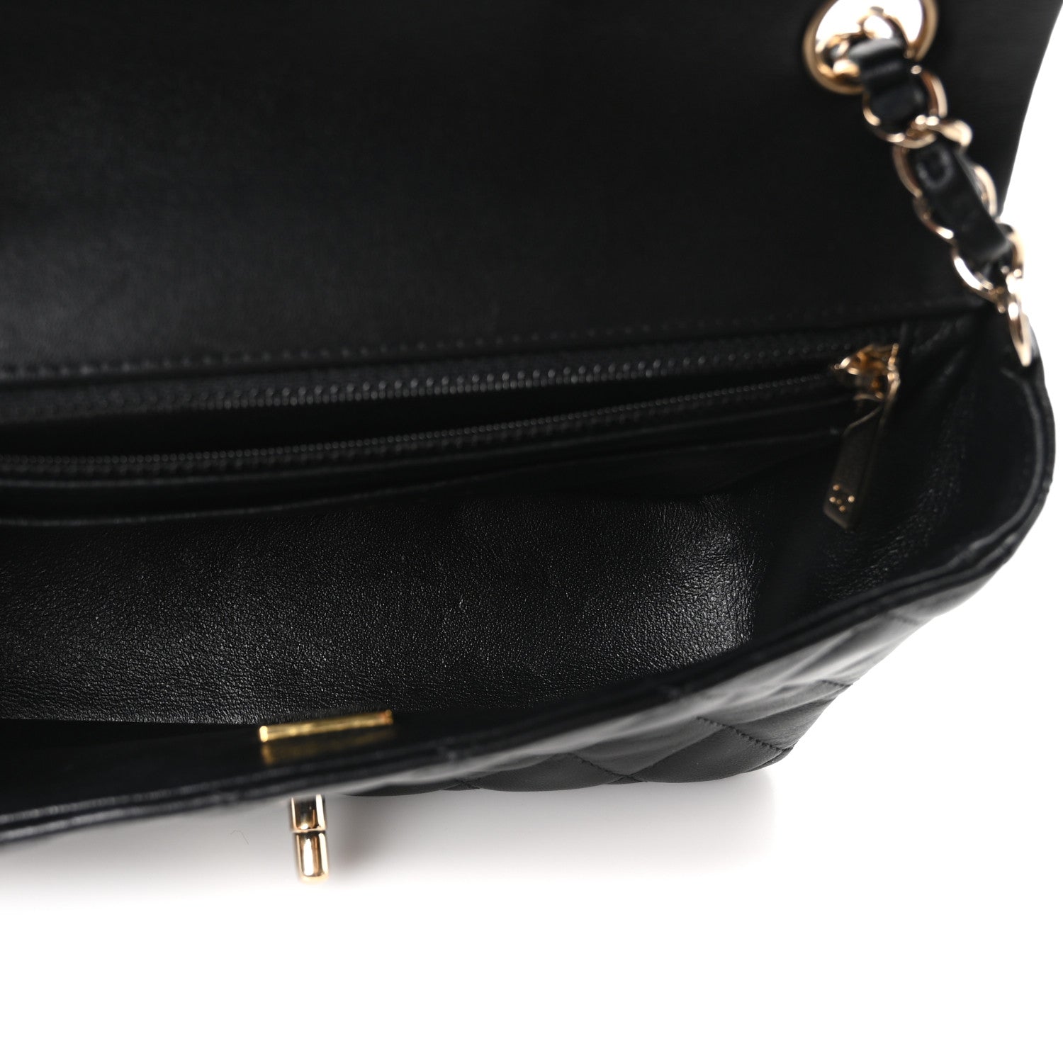 Lambskin Quilted Mini Rectangular Flap Black