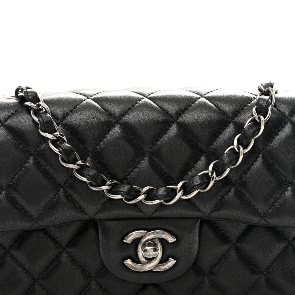 Lambskin Quilted Mini Rectangular Flap Black