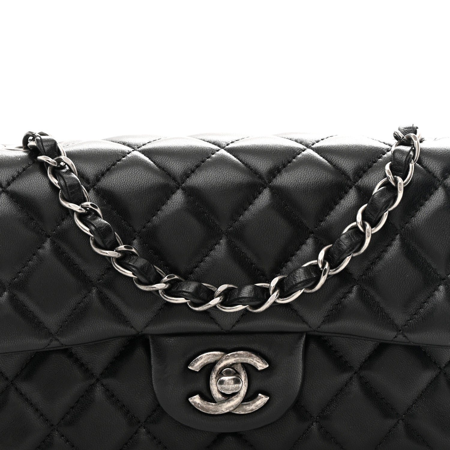 Lambskin Quilted Mini Rectangular Flap Black