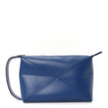 Calfskin Puzzle Fold Wash Bag Blue
