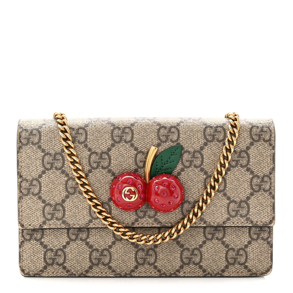 GG Supreme Monogram Mini Cherry Chain Bag
