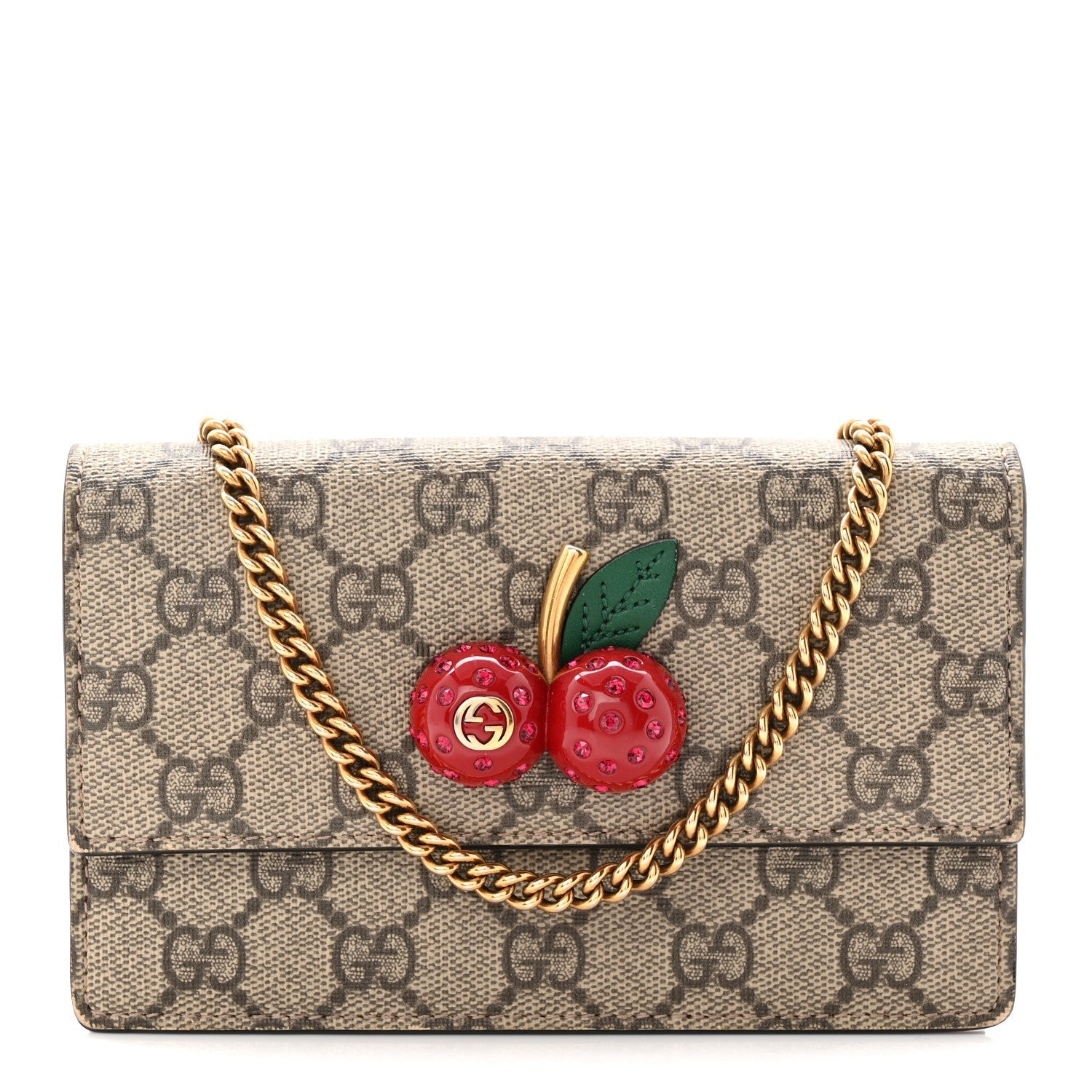 GG Supreme Monogram Mini Cherry Chain Bag