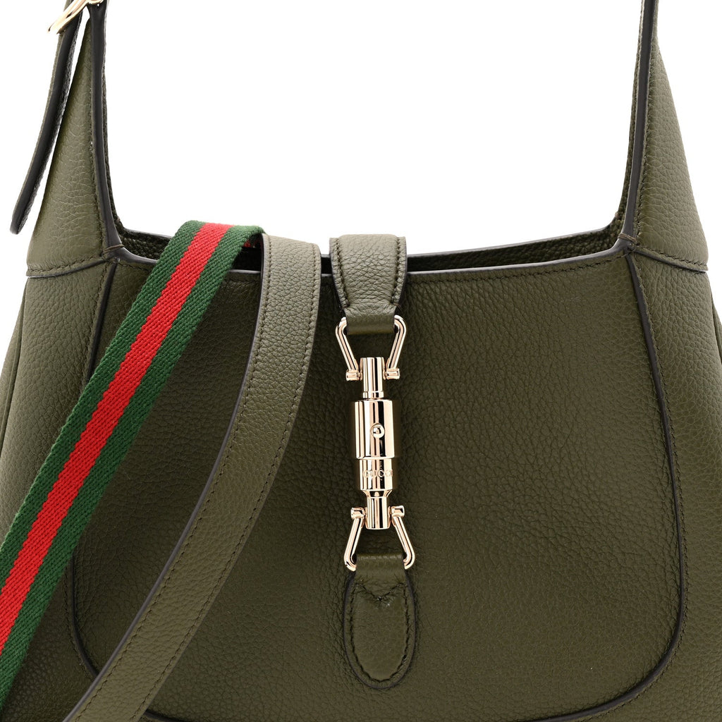 Sea Calfskin Web Medium Jackie 1961 Hobo Dark Green