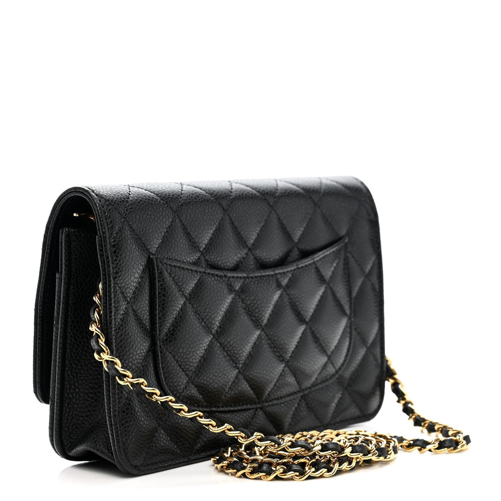 Caviar Quilted Wallet on Chain WOC Black