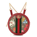 GG Supreme Monogram Web Flora Mini Ophidia Round Backpack Red
