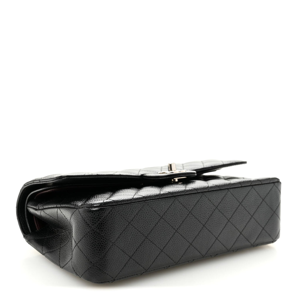 Caviar Quilted Medium Double Flap Black